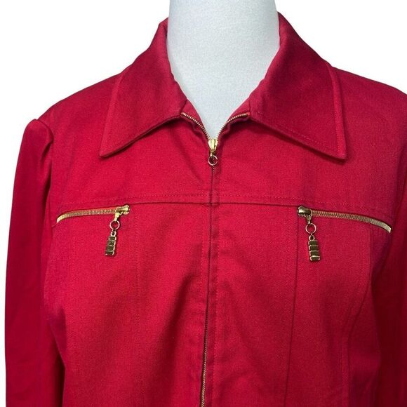 St. John Sport Red Jacket Denim Style Size Med - Picture 3 of 6